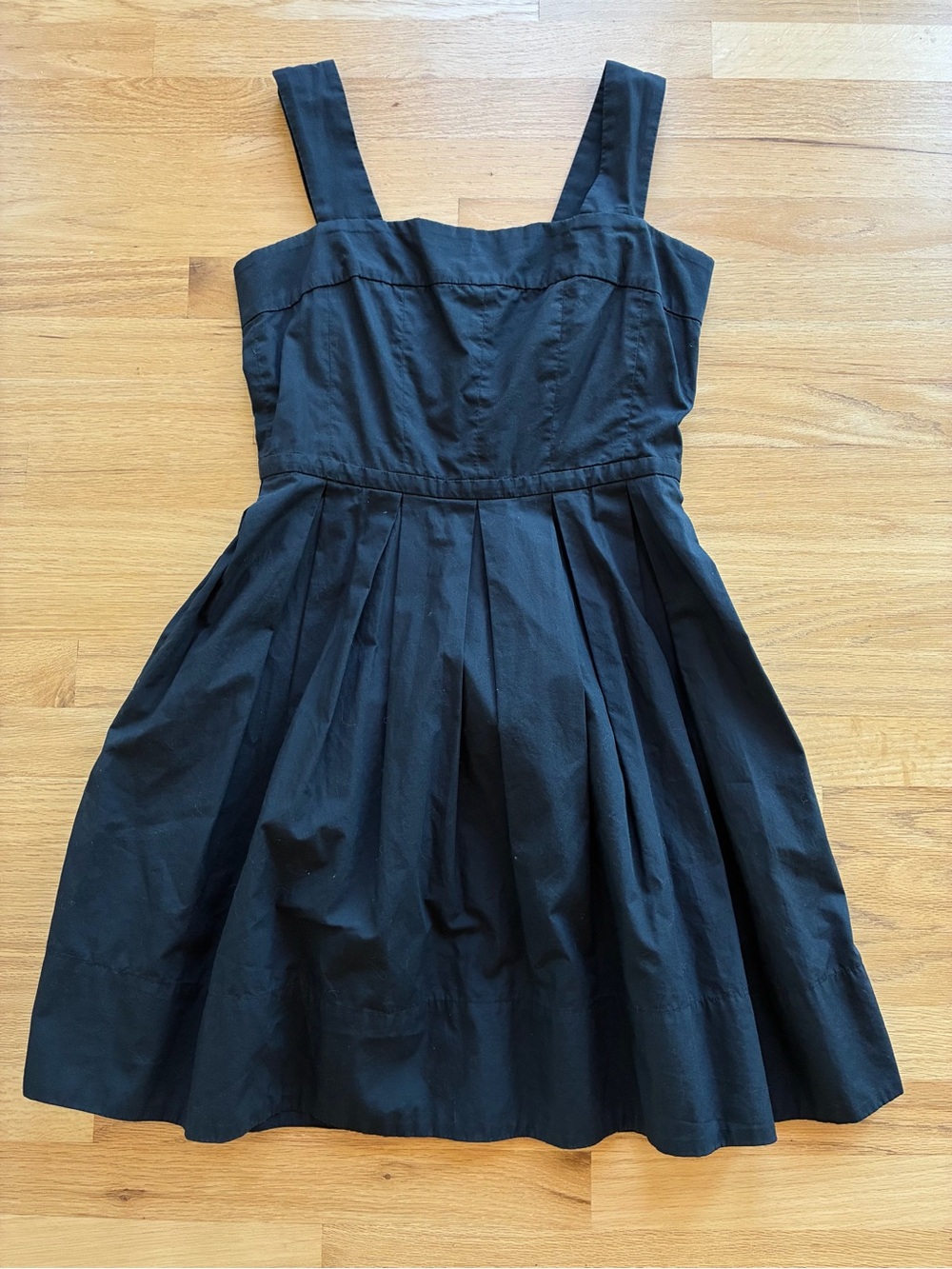 Gap Womens 6 Cotton Fit & Flare Pleated Dress Zip Sleeveless Black Pockets 2015